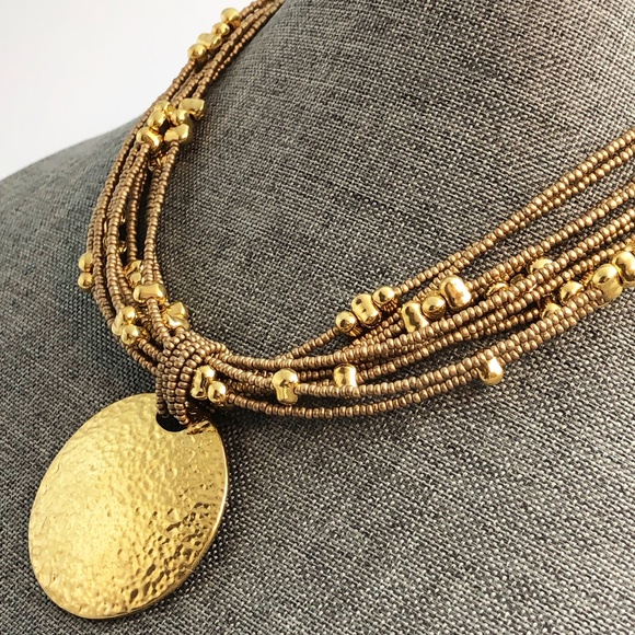 Joan Rivers Gold Tone Hammered Disc Torsade Necklace - Picture 4 of 8